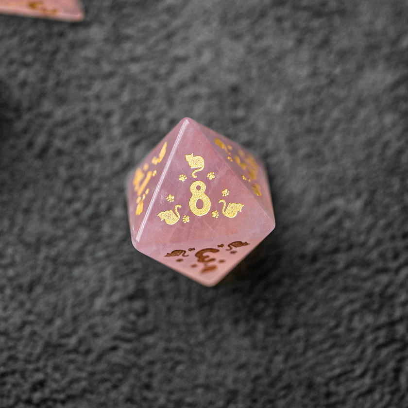 urwizards's tweet photo. For the players who love pink dice, tiny paws, and a little cat magic.
Rose Quartz Meow Style dice with golden engravings  soft, charming, and ready for your next cozy campaign.
#dnddice #ttrpgdice #dicegoblin #catlover #pinkdice #gemstonedice #dicecollection https://t.co/KP8HkmvLCR