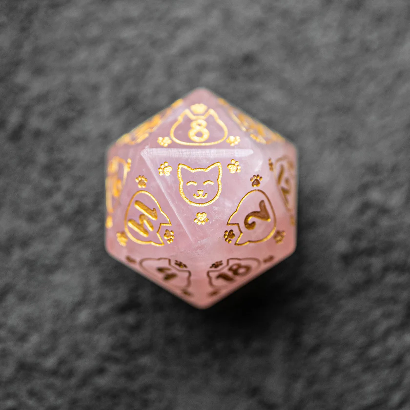 urwizards's tweet photo. For the players who love pink dice, tiny paws, and a little cat magic.
Rose Quartz Meow Style dice with golden engravings  soft, charming, and ready for your next cozy campaign.
#dnddice #ttrpgdice #dicegoblin #catlover #pinkdice #gemstonedice #dicecollection https://t.co/KP8HkmvLCR