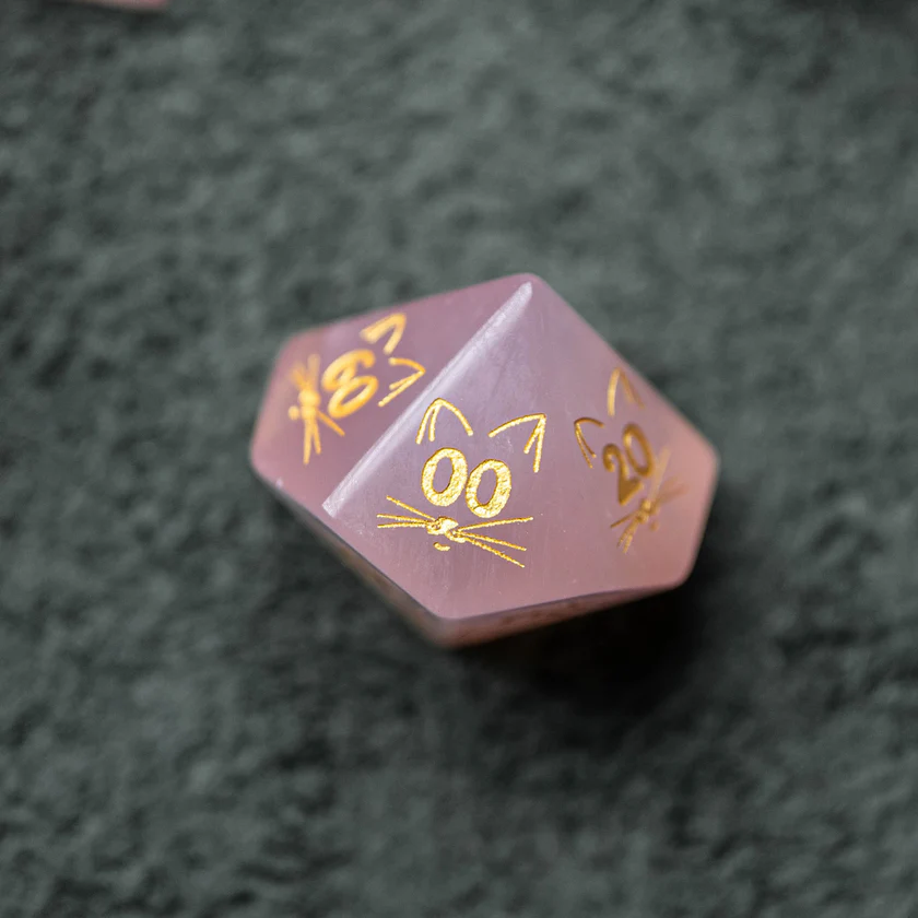 urwizards's tweet photo. For the players who love pink dice, tiny paws, and a little cat magic.
Rose Quartz Meow Style dice with golden engravings  soft, charming, and ready for your next cozy campaign.
#dnddice #ttrpgdice #dicegoblin #catlover #pinkdice #gemstonedice #dicecollection https://t.co/KP8HkmvLCR