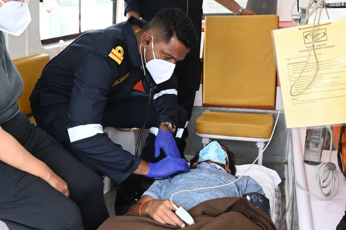 BeenaKhemani's tweet photo. INDIAN COAST GUARD BRAVES RAGING SEAS TO AIRLIFT CRITICALLY ILL 21-YEAR-OLD SEAFARER OFF PORBANDAR

In a remarkable display of #courage, #precision, and unwavering commitment to #saving #lives at #sea, the #IndianCoastGuard (#ICG) successfully carried out a high-risk medical evacuation (#MEDEVAC) #operation, rescuing a critically ill 21-year-old #seafarer from the merchant vessel MT Murlikisan off the #Porbandar #coast despite severe #weather and challenging sea conditions.

The life-saving mission began late on 25 July 2026, when the #Maritime #Rescue Coordination Centre (#MRCC), #Mumbai, alerted Coast Guard District Headquarters No. 1 (CGDHQ-1), Porbandar that a #crew member aboard the vessel had developed acute chest pain accompanied by a high fever, requiring immediate advanced medical care.

Responding without delay, the Coast Guard launched a swift Search and Rescue (#SAR) operation, deploying Indian Coast Guard #Ship #Arush while simultaneously coordinating with Porbandar Port authorities to bring the vessel into safer waters.

Recognising that an open-sea evacuation was impossible due to rough weather, Coast Guard officials facilitated the vessel's entry into the inner anchorage, where it anchored approximately 2.1 nautical miles off the Porbandar breakwater by the forenoon of 26 July 2026.

As sea conditions deteriorated further and docking at the #GMB #Jetty became impossible because of adverse weather and port regulations, the Indian Coast Guard escalated the operation by deploying an Advanced Light Helicopter (#ALH). Demonstrating exceptional #flying #skills and operational excellence, the #helicopter crew successfully #airlifted the critically ill seafarer to safety, overcoming the hostile maritime #environment.

Upon arrival at the Coast Guard Air Enclave (#CGAE), Porbandar, the patient received immediate medical attention from an Indian Coast Guard Medical Officer before being shifted to #AshaHospital, Porbandar, for specialised #treatment. The rescued seafarer is currently reported to be in stable condition.

The #daring rescue once again showcased the Indian Coast Guard's unmatched readiness, seamless inter-agency coordination, and unwavering dedication to protecting lives at sea—living up to its proud motto:

"Vayam Rakshamah" – "We Protect."

The successful mission stands as yet another testament to the Indian Coast Guard's #professionalism and its relentless commitment to safeguarding every life in India's maritime domain.

Info. @DefencePRO_Guj

K & K Media Network 
Founder Journalist Beena R Khemani