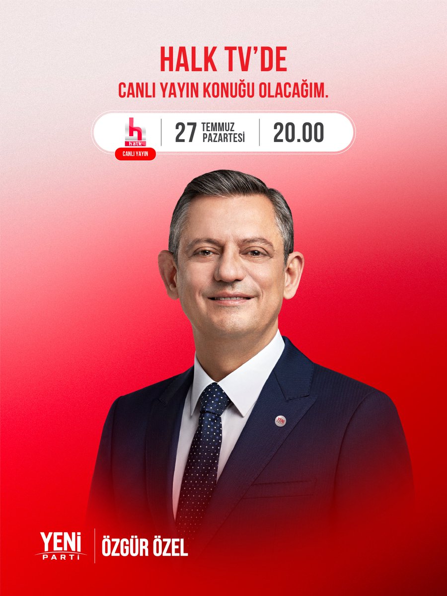 eczozgurozel's tweet photo. Bu akşam Halk TV’de canlı yayın konuğu olacağım.

27 Temmuz Pazartesi | 20.00 https://t.co/3gLzho6RKD