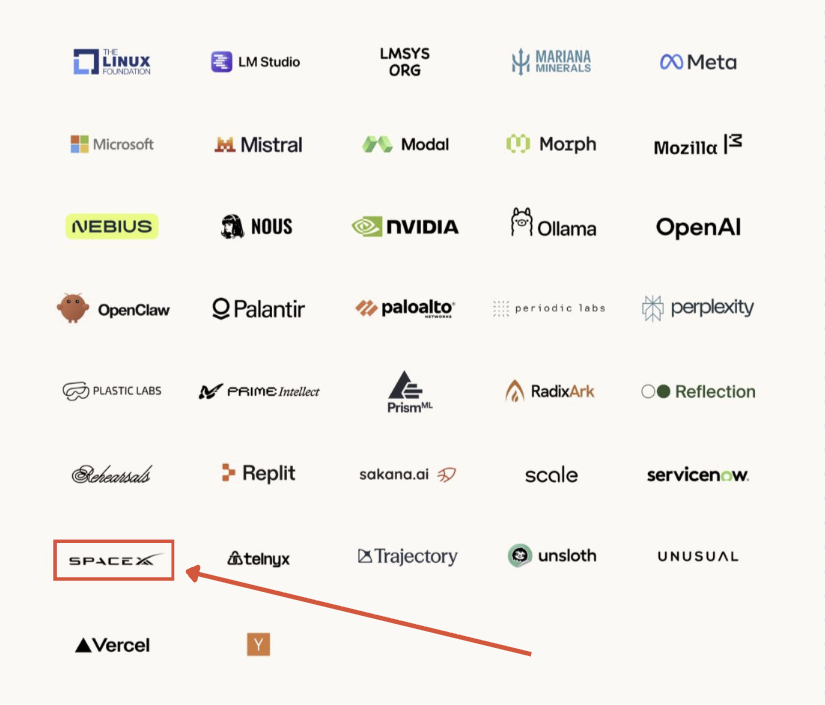 LuminaXspace's tweet photo. 🚨SpaceX has now signed the open weights AI letter

Microsoft’s updated signatory list now includes SpaceX alongside:

• NVIDIA
• Microsoft
• Meta
• Google
• OpenAI
• Hugging Face
• AMD
• Dozens of other AI and technology companies

Kimi K3’s full open weights are due today which lines up well too.