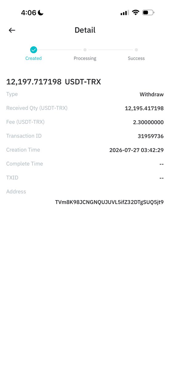 iamtolufx's tweet photo. Broo, saving money in a centralized exchange is becoming crazy. I heard @BitMartExchange is about to shut down, and everyone is being directed to withdraw their funds from the wallet. I have over $12,000 there, and I requested a withdrawal. A few minutes later, I saw “Withdrawal Confirmed,” but when I checked my wallet, it still hadn’t gone into processing.

Only for me to check again and see that my funds was showing frozen, and my withdrawal is still under “Created” and has yet to be processed.

The crazy part is that I can’t even create a support ticket to reach their support team anymore. On their Telegram community, the admins and community managers keep ignoring me. Please help me tag @BitMartExchange so they can see this!

Will my withdrawal be processed, or do you not want to release my money? Because even if you shut down your exchange, everyone should still receive the money they deposited into your exchange.

Please kindly help me quote, retweet and tag them thank you!