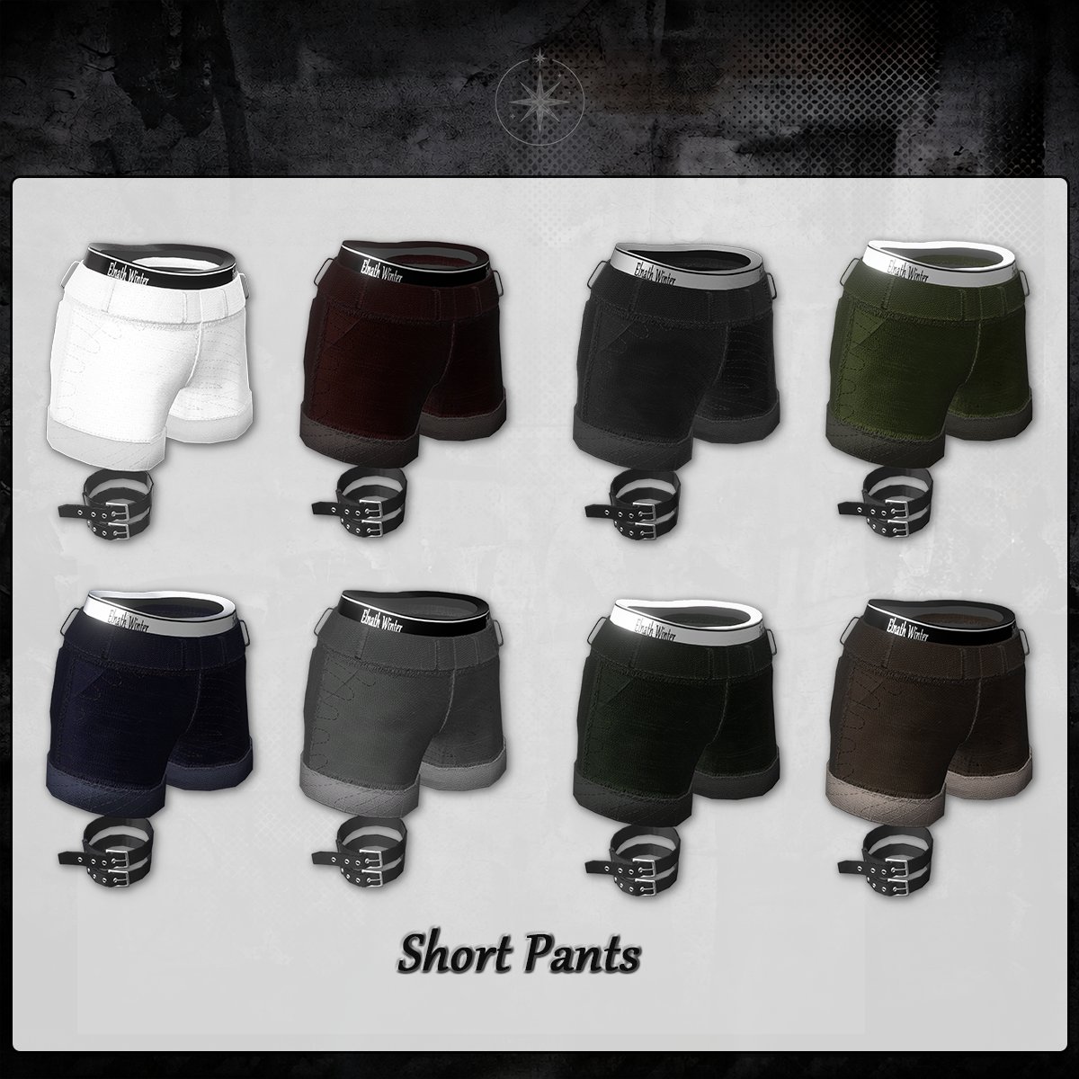 ElnathWinter's tweet photo. 【WIP】
「Street Steps」の進捗報告です。
ショットパンツのカラーバリエーションです。
カラーバリエーションは8種類です。
#VRChat
#ElnathWinter https://t.co/B7714aW62j