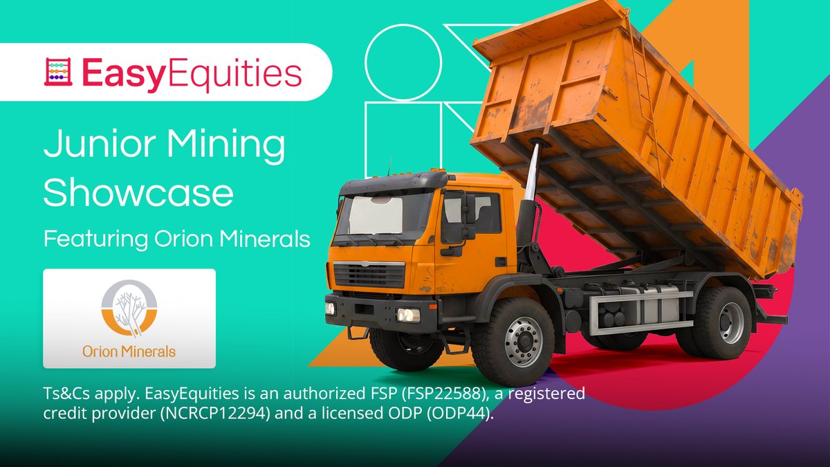 EasyEquities's tweet photo. ⛏️ EasyEquities Junior Mining Showcase ⛏️

We’re hosting our first-ever EasyEquities Junior Mining Showcase, bringing together the leadership teams behind some of the JSE’s most compelling junior mining companies for a series of candid conversations about the opportunities shaping the mining sector.

𝗘𝗮𝘀𝘆𝗘𝗾𝘂𝗶𝘁𝗶𝗲𝘀 𝗝𝘂𝗻𝗶𝗼𝗿 𝗠𝗶𝗻𝗶𝗻𝗴 𝗦𝗵𝗼𝘄𝗰𝗮𝘀𝗲
🗓️ Date: 29 July 2026
⏰ Time: 12:00 PM
✍️ Register now: https://t.co/E0t8bTtwjt

Hosted by financial journalist @GTalevi, the showcase brings together the leadership teams from Orion Minerals, Copper 360, Southern Palladium, and Kore Potash for a series of conversations about their companies, projects, and what’s next.

One of the conversations you’ll hear is with Orion Minerals (JSE: ORN). CEO Tony Lennox will discuss the company’s progress in reviving the historic Prieska Copper-Zinc Mine, the road to first production, and what’s involved in bringing one of South Africa’s iconic mining assets back to life.

Across the showcase, you’ll hear directly from company leaders about their strategies, milestones, and the opportunities they’re pursuing. If you’re interested in mining, commodities, and hearing directly from the people leading these businesses, this showcase is for you.

#EasyRetire | #EasyEquities