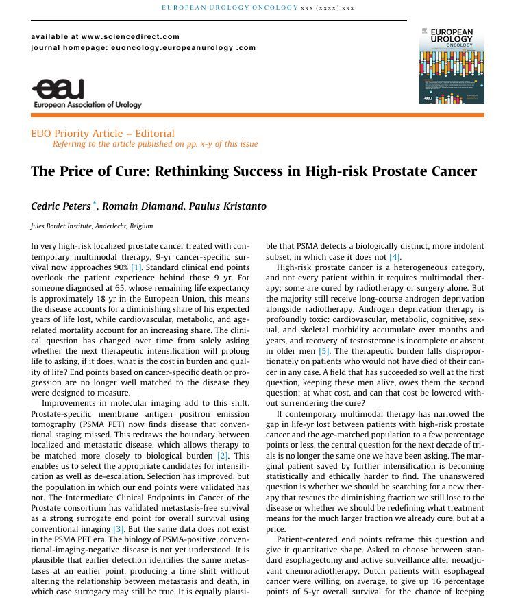 EurUrolOncol's tweet photo. 🌄 Monday Morning Mention!

🩺 EDITORIAL: The Price of Cure: Rethinking Success in High-risk Prostate Cancer by Cedric Peters, Romain Diamand, and Paulus Kristanto 

Link to full article: https://t.co/U3C3fWueS7 

✨ We thank the authors for trusting EUO to publish your work. 
@CedricPetersRT 
@RomDiamand 

@uroweb
@mroupret
@GPloussard
@jteoh_hk
@Ric_Campi
@CaPsurvivorship
@LauraMarandino
@RenuEapen
@Ecastromarcos
@OncoAlert
@Sciencedirect