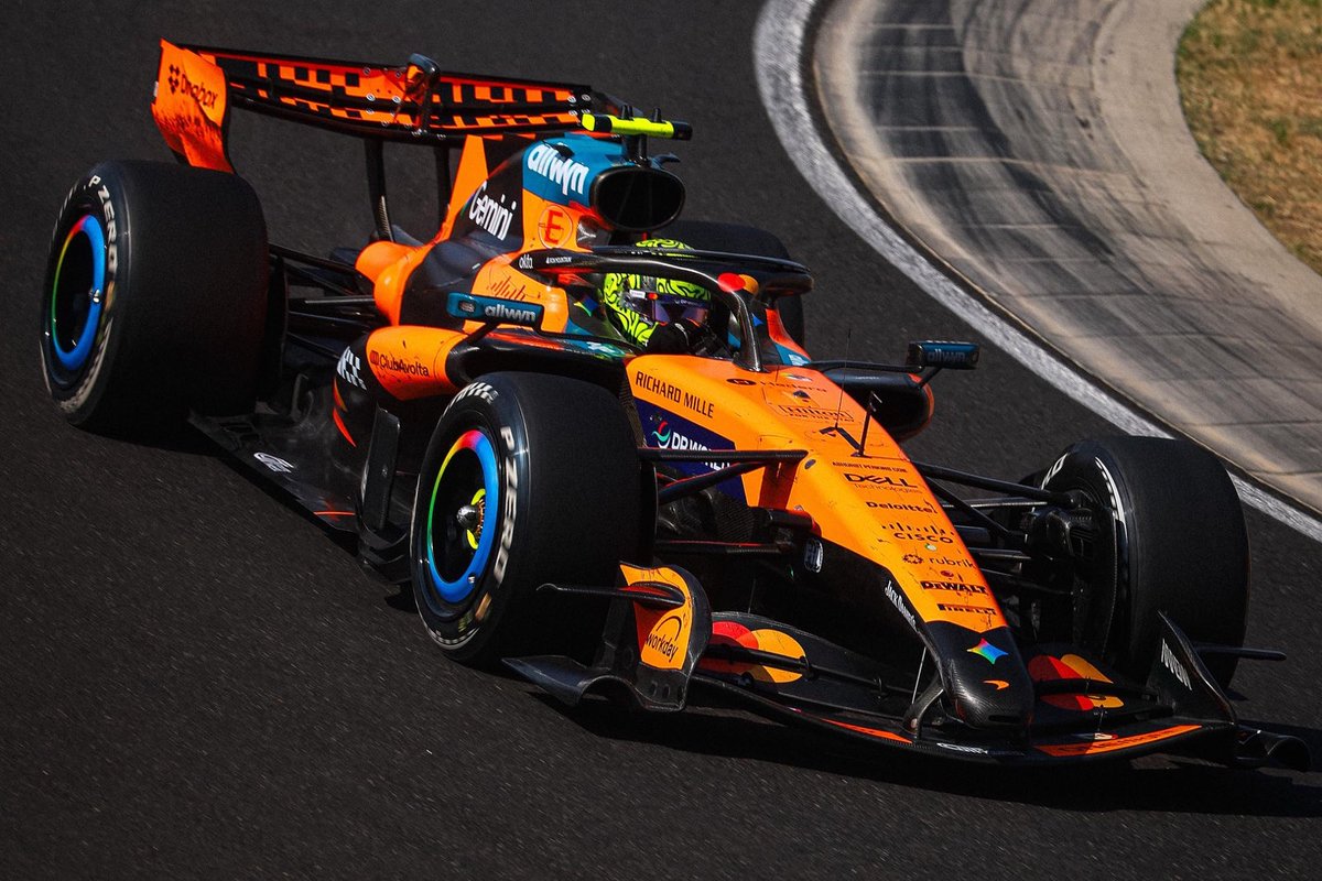 ThisIsFormu1a1's tweet photo. 🚨| Lando Norris Reflects on 'Game Over' Fear After Hungarian GP Victory:

— Lando Norris expressed his initial fear of a "game over" scenario at the start of the Hungarian Grand Prix. Despite a first-lap mistake that allowed Oscar Piastri to take the lead, Norris managed to secure a commanding victory. Speaking to media, Norris shared:

“I don't know what happened, I just kept losing the rear, had three or four snaps, it felt horrible, and Oscar did a good job to cut back and get past.”

— Norris described his determination to regain control and capitalize on his car's performance. He remarked:

“I think I was just a bit wide in the dirt, and game over for the first lap. I was pushing like hell to try and force him into a mistake, and my pace today was probably some of the best pace I've ever had. The car was beautiful to drive, and I felt very confident.”

— Reflecting on the race strategy, Norris highlighted the importance of extending stints and utilizing fresh tires:

“So, a great race, and to get it back in terms of going long, which is certainly not what I was expecting. But the pace was so good, I could always extend the stints and fresh tyres, and then that won me the race.”

— Acknowledging the team's efforts, Norris expressed gratitude for the upgraded car:

“The team did a lot of effort, a lot of work to get the upgraded car here. It's obviously worked well this weekend. Considering how good it felt today, I certainly want to believe that we can continue winning; there's going to be moments we're going to struggle more, moments that might be even better.”

— Norris also emphasized his confidence in future races and the potential for continued success:

“But we know this track is a good one for us. It's probably one of my best-suited tracks of the year. I certainly believe we can still win races. I knew it was coming, and the team have put so much work in to make it a car that can finally win again. It's nice to be able to do it for them.”

#landonorris 🇬🇧
#mclarenf1 

VIA: [RacingNews365]