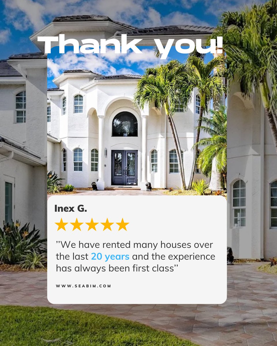 seabim's tweet photo. Reviews like this mean the world to us. 

Thank you for trusting Seabim to be part of your Florida memories. 🌴

👉 https://t.co/VndTd6H5MR

#VacationRental #PrivatePool #FloridaVacation #GulfAccess #CapeCoral https://t.co/dMfy1U0jNx