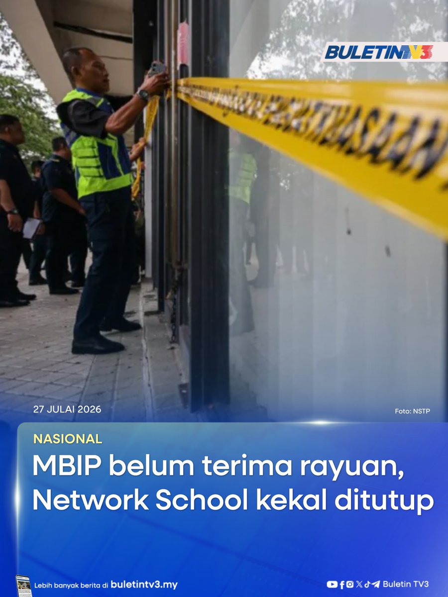 BuletinTV3's tweet photo. NASIONAL | Majlis Bandaraya Iskandar Puteri (MBIP) belum menerima sebarang rayuan daripada Network School selepas lesen perniagaan syarikat itu dibatalkan minggu lalu, sekali gus menyaksikan operasinya kekal dihentikan sepenuhnya.
#BuletinTV3 #BeritaTerkini #NetworkSchool #ForestCity #MBIP