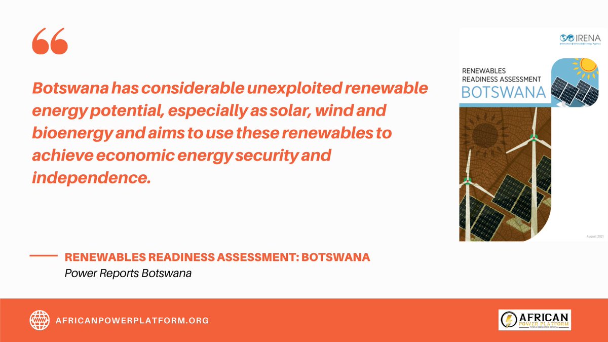 power_african's tweet photo. https://t.co/rCY6zG7WKX

Power Reports Botswana

Renewables Readiness Assessment: Botswana

#africanpowerplatform #africapowerplatform #energyaccess #energy #cleanenergy #Africa #renewables #renewable #renewableenergy #electricity #solar #wind #biomass

https://t.co/rCY6zG7WKX https://t.co/jrSg60t1H8