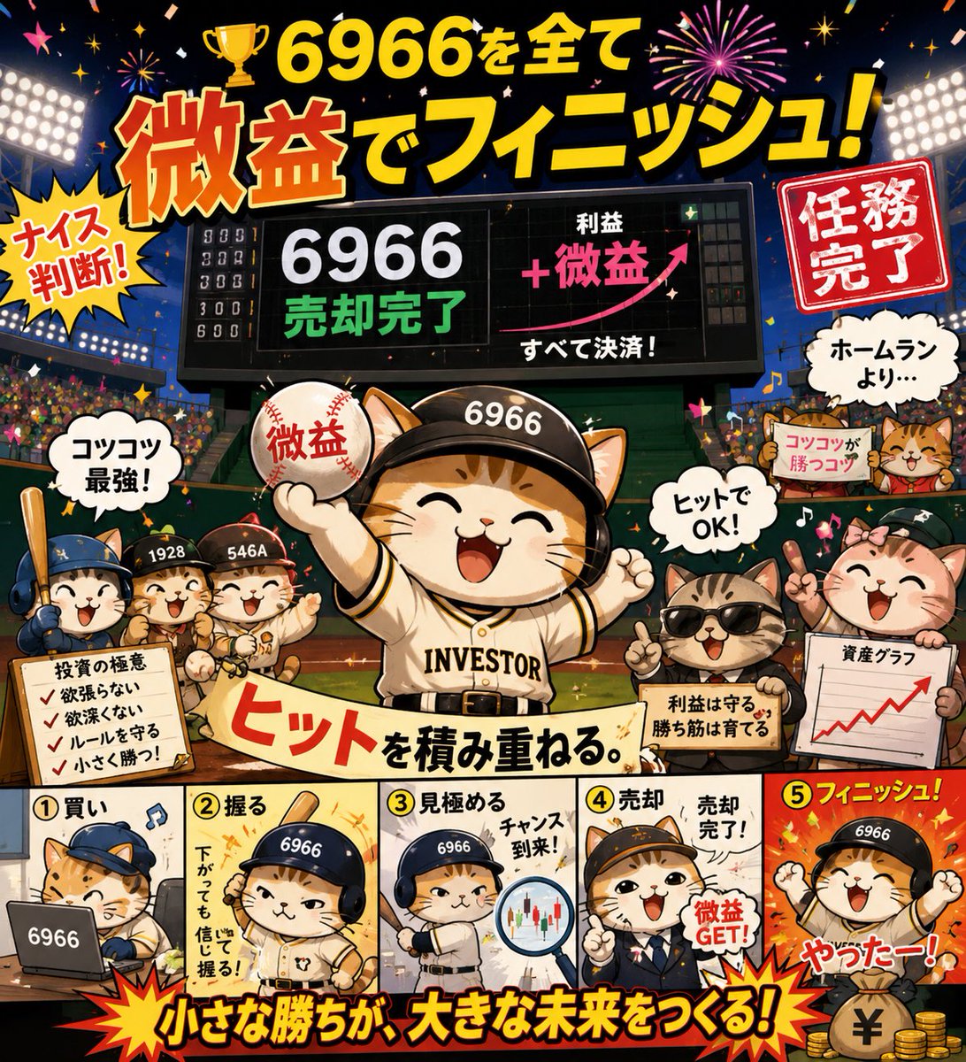 goodluck201611's tweet photo. 6966を全て微益でフィニッシュ！ホームランより、ヒットを積み重ねる。⚾📈 https://t.co/CQ3xOB2sg7