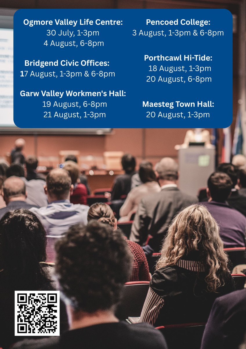 BridgendCBC's tweet photo. 📢 Help shape the future of Bridgend County Borough!

We're developing our Vision &amp; Transformation Strategy to 2040 and want your views.

🗣️ Additional evening focus groups have been added.

📧 Book your place by emailing: consultation@bridgend.gov.uk https://t.co/xohKuEJag2