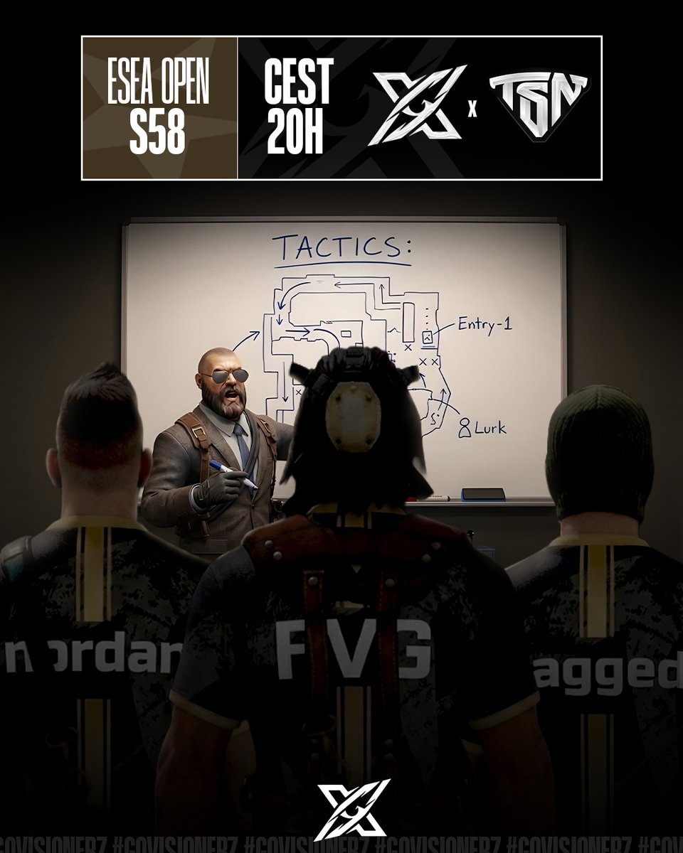 XvisionEsport's tweet photo. Gameplan is ready. 🧠⚡️

Matchday 5 of ESEA Open S58 is HERE! We take on Tensyn tonight at 20:00 CEST.

Who’s taking the W tonight? 👀👇

🔄 RTs &amp; Likes appreciated!

#XVISION #CS2 #ESEAOpen #GoVisionerz https://t.co/1sIpve5Ecj