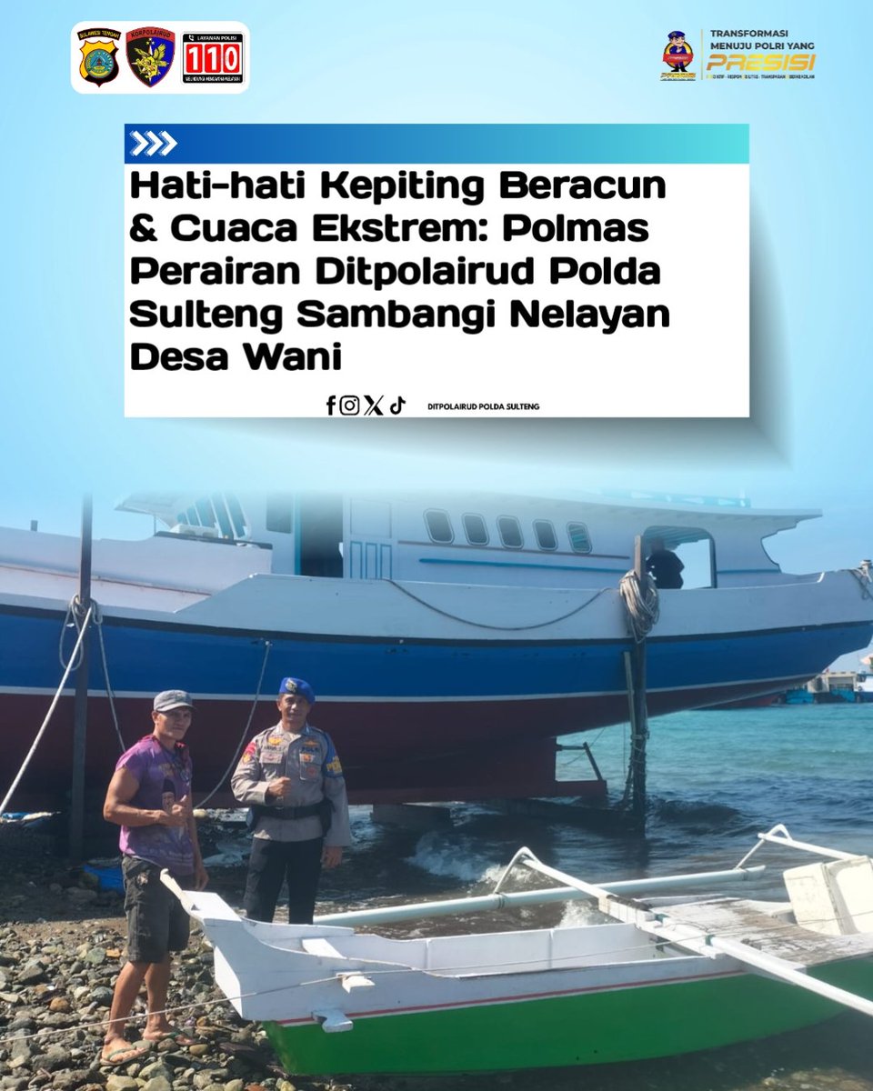 polairsulteng's tweet photo. Hati-hati Kepiting Beracun &amp; Cuaca Ekstrem: Polmas Perairan Sambangi Nelayan Desa Wani https://t.co/NBfRzCI0Pl
