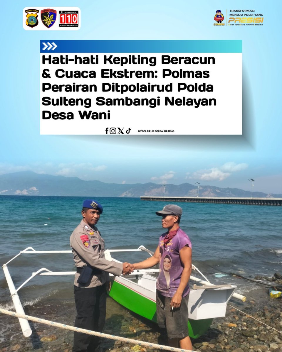 polairsulteng's tweet photo. Hati-hati Kepiting Beracun &amp; Cuaca Ekstrem: Polmas Perairan Sambangi Nelayan Desa Wani https://t.co/NBfRzCI0Pl