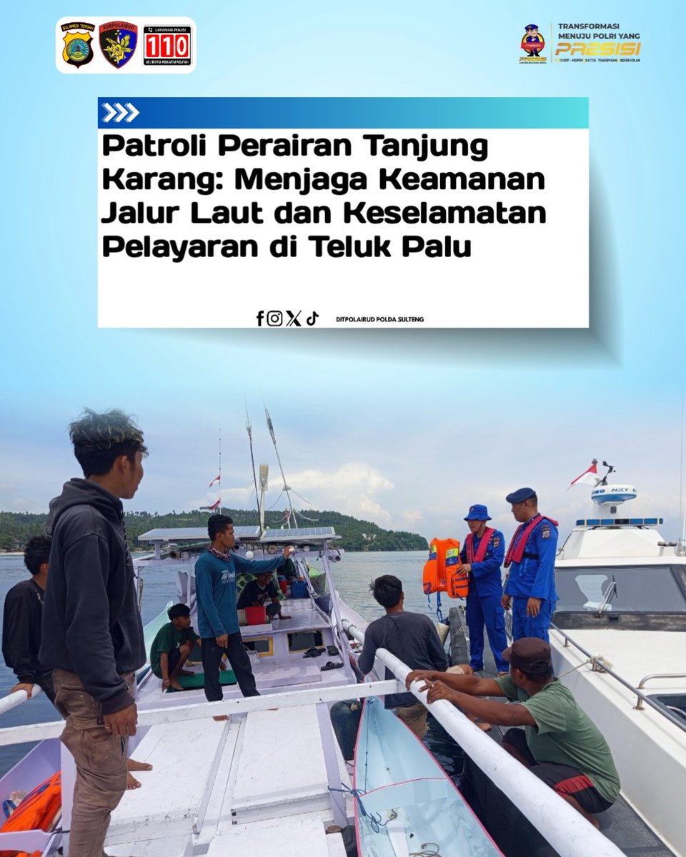 polairsulteng's tweet photo. Patroli Perairan Tanjung Karang: Menjaga Keamanan Jalur Laut dan Keselamatan Pelayaran di Teluk Palu https://t.co/aymhJnAjh1
