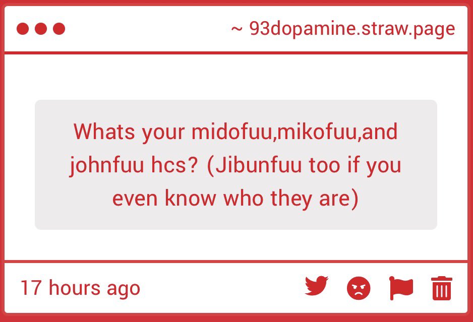 94bapr's tweet photo. "Whats your midofuu,mikofuu,and johnfuu hcs? (Jibunfuu too if you even know who they are)" -> HUZZAH! i have a lot so i will share my favorite ones as a thread 🧵🪡🤩 https://t.co/c2KEJn4Bh6 https://t.co/f1oFuVtEcm
