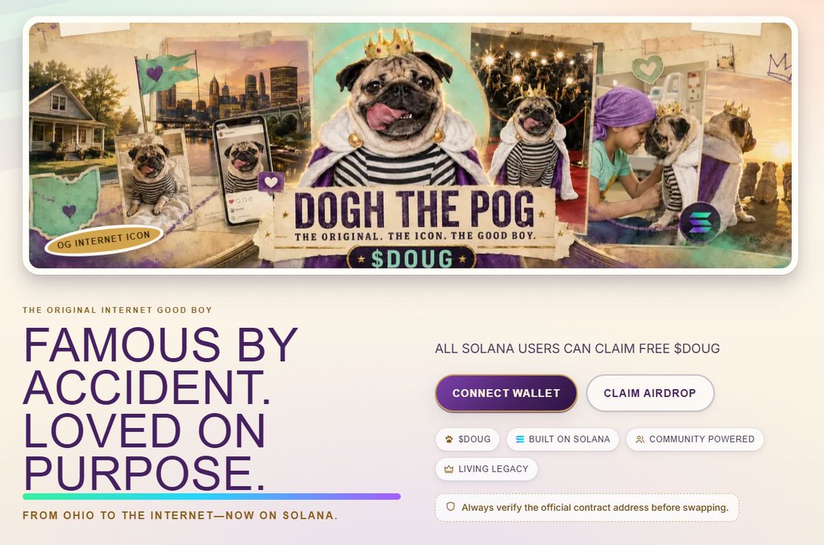 DJ_LoFoSho's tweet photo. 🔥 A new opportunity is here. 

 Doug The Pog introduces the $DOUG crypto token via a memecoin airdrop. 

 ➡️ https://t.co/uCos6KFiay 

 #SOLANA $SOL $PSYCAT https://t.co/Fmr2d53G79