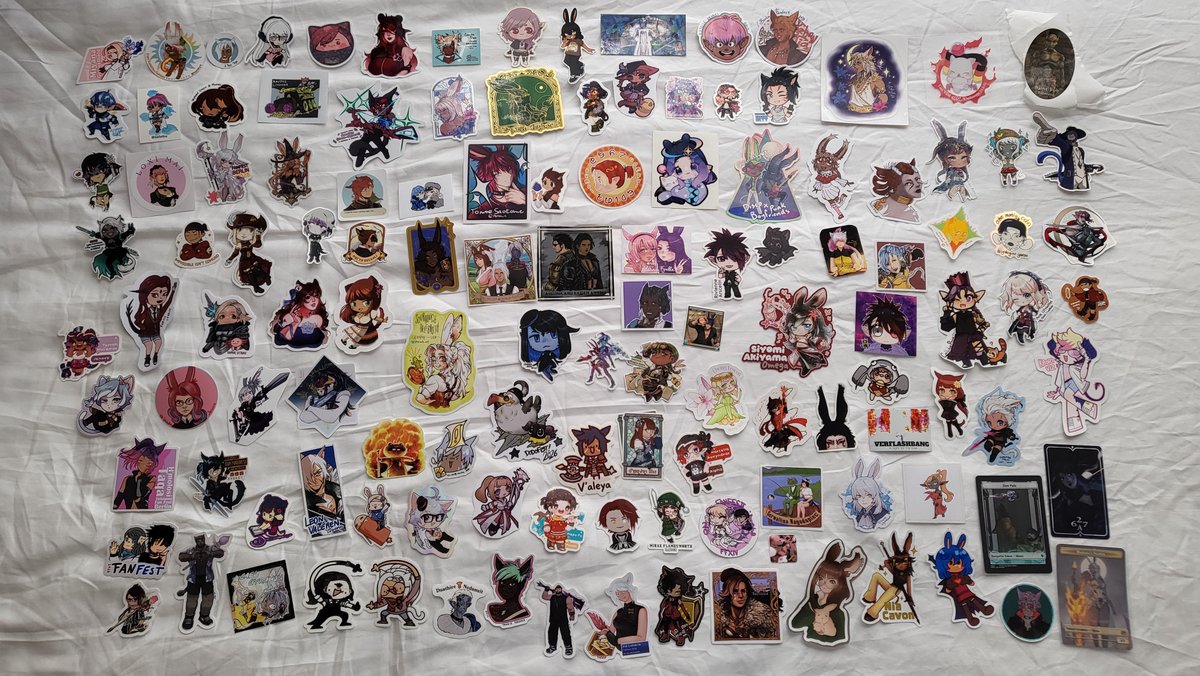 Rainynen's tweet photo. Thank you everyone who traded with me, all your stickers are wonderful! What a great first time sticker trading experience! Sorry if you got drafted to Cosmic Exploration.. I'll see you at Sinus Ardorum :P #FanfestWoLExchange #FFXIVfanfest https://t.co/ViKFpRojGQ
