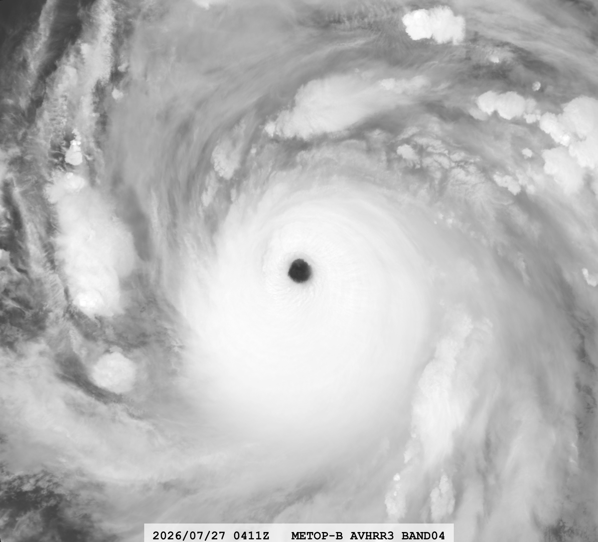 zeb199818's tweet photo. #07E Hurricane #GENEVIEVE
Satellite: #METOPB #AVHRR3
Channel : B04 (10.8 µm) 1.1 km
Time : 2026/07/27 0411Z
Eye Temp : 24.48 °C
Data Source : #EUMETSAT Data Store L1B
CPA : ~30 km https://t.co/qXHlfzUCs4