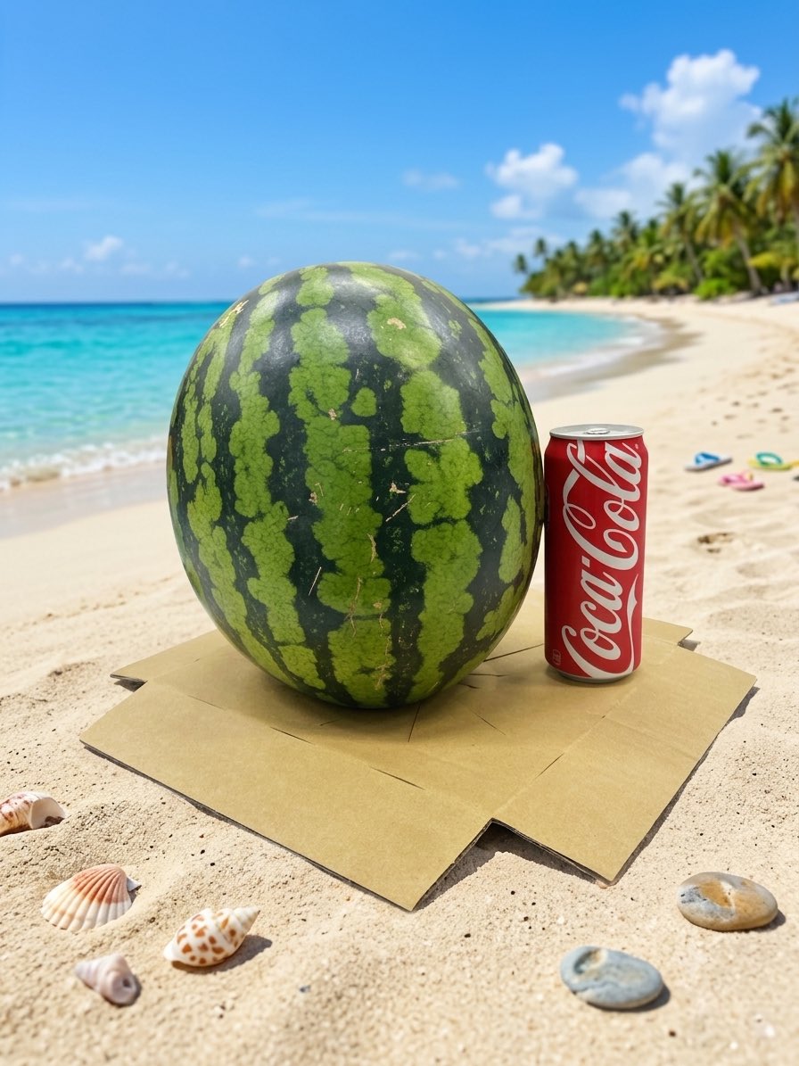 e_spacetenchou's tweet photo. 社長からスイカを🍉頂きました。
5L👀
デカい、デカいの好きのルクソールにはピッタリ🍉

500ml缶が小さく見えます。

店外暑いので夏風にAIで背景を作ってみました。

美味しく頂きます🙏 https://t.co/pR6wNUE1f5