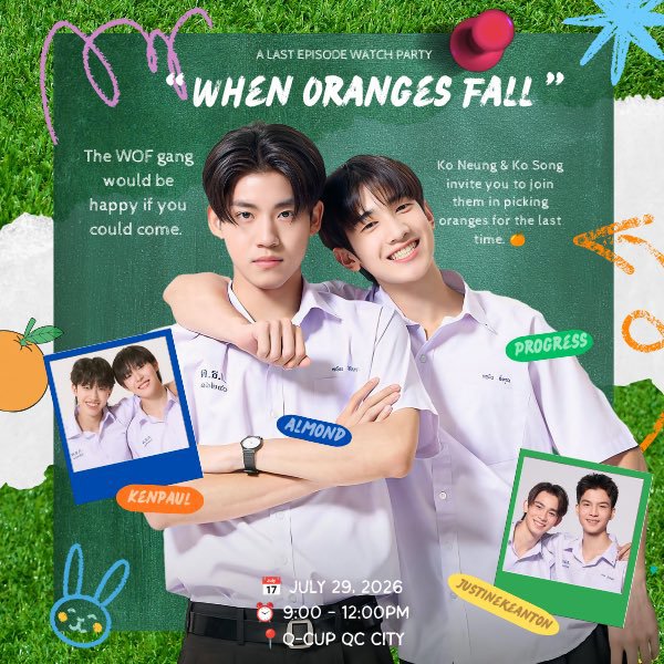 MondPro_PH's tweet photo. Let's pick oranges, one last time.🍊

Hello everyone! We are opening a few more slots for our WOF watch party, and you can still register until tomorrow. See you!

📅 July 29, 2026
🕘 9:00 PM – 12:00 AM
📍 Q-Cup, Quezon City
REGISTRATION FEE : ₱150

Registration is still open:

https://t.co/hPWY7AD7hZ

In collaboration with @kenpaulph 💙💚

#WhenOrangesFall 
#AlmondProgress
#Almondbabybigboy
#ProgressPassawish
#PSPW