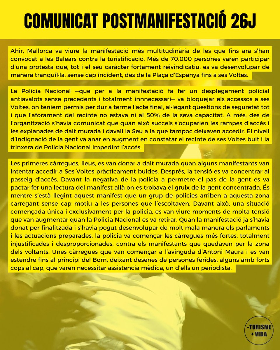 menysturisme's tweet photo. 🟡 SOBRE L'OPERACIÓ DESMESURADA DE LA POLICIA NACIONAL https://t.co/EFdyQsxZHc