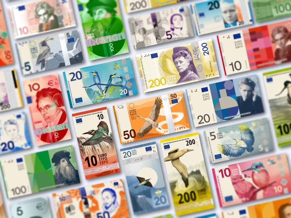 EIB's tweet photo. 📢 Have your say on the next euro banknotes! 🇪🇺💶

The @ecb has shortlisted 10 designs based on two different themes: “European culture” and “Rivers and birds”.

Which design gets your vote? Cast it in the survey below, available in all 24 EU languages⤵️

https://t.co/YaurwqPjIw https://t.co/1KZWP4MPwh