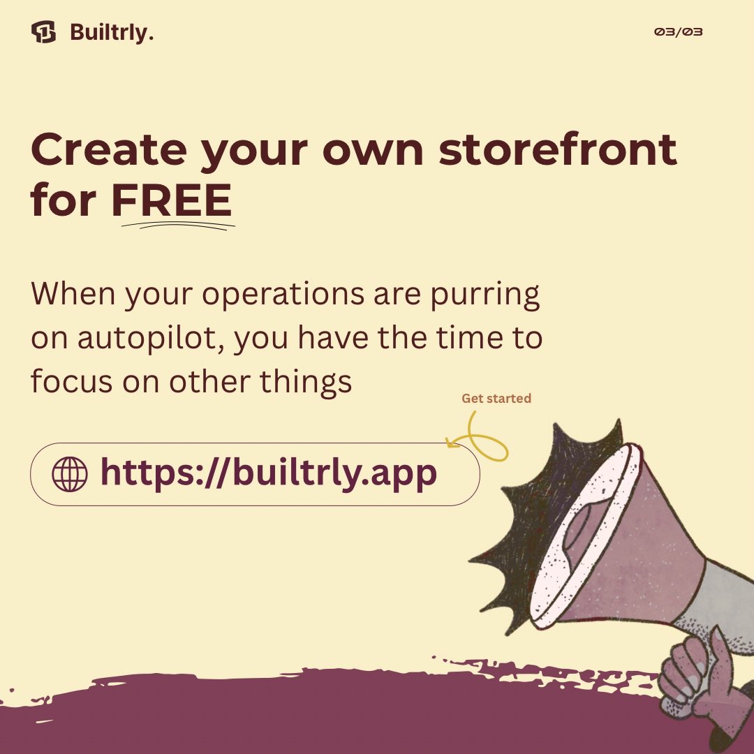Builtrly's tweet photo. Haven't upgraded your hustle yet? 

Tap the link in our bio to build your free automated store in 5 minutes. https://t.co/5mVzMiwPlz