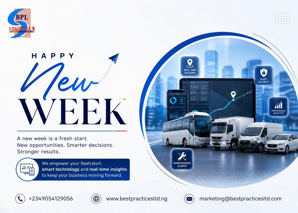 Official_BPL_'s tweet photo. It's another New Week where we speak life. It's a blessed week for us all. 

#bestpracticeslimited 
#HappyNewWeek 
#BlessedMonday 
#fleetsolutions https://t.co/4LwxB45z6k