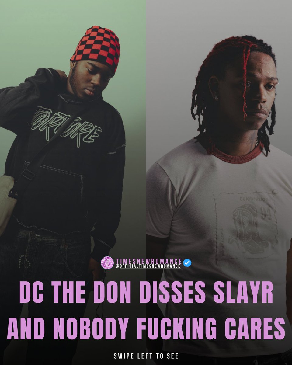 TimNewRom's tweet photo. Rappers DC The Don &amp; Slayr Have Begun Beefing Online

Things have seemingly soured just days after DC teased a collab between the two underground rappers.

Is this a publicity stunt, or an ugly fallout? Who would you side with? 🤨

#slayr #dcthedon #underground #beef https://t.co/ukFDDOJ5fA