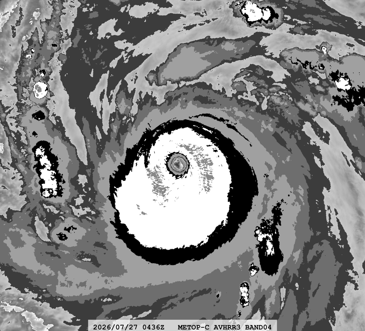 zeb199818's tweet photo. #07E Hurricane #GENEVIEVE
Satellite: #METOPC #AVHRR3
Channel : B04 (10.8 µm) 1.1 km
Time : 2026/07/27 0436Z
Eye Temp : 23.95 °C
Data Source : #EUMETSAT Data Store L1B
CPA : ~200 km https://t.co/Af78K8n3ve