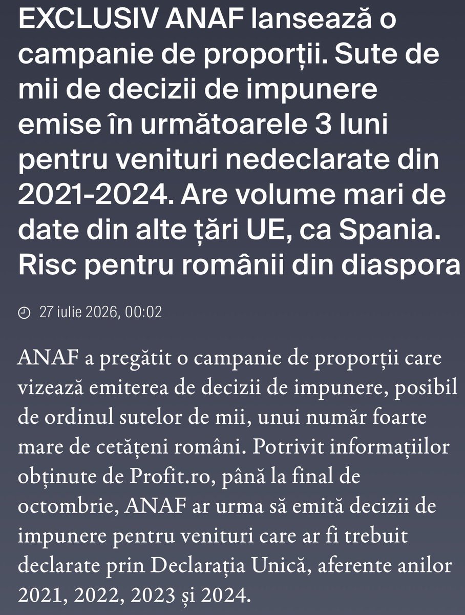 blmihnea's tweet photo. V-ați plătit taxele? Dacă nu, vine ANAF-ul după voi 

Sunt vizați atât românii care au venituri din străinătate, cât și cei care nu și-au declarat veniturile din criptomonede 

Vorbim, posibil, de câteva sute de mii de persoane https://t.co/YNHIKuWkFv