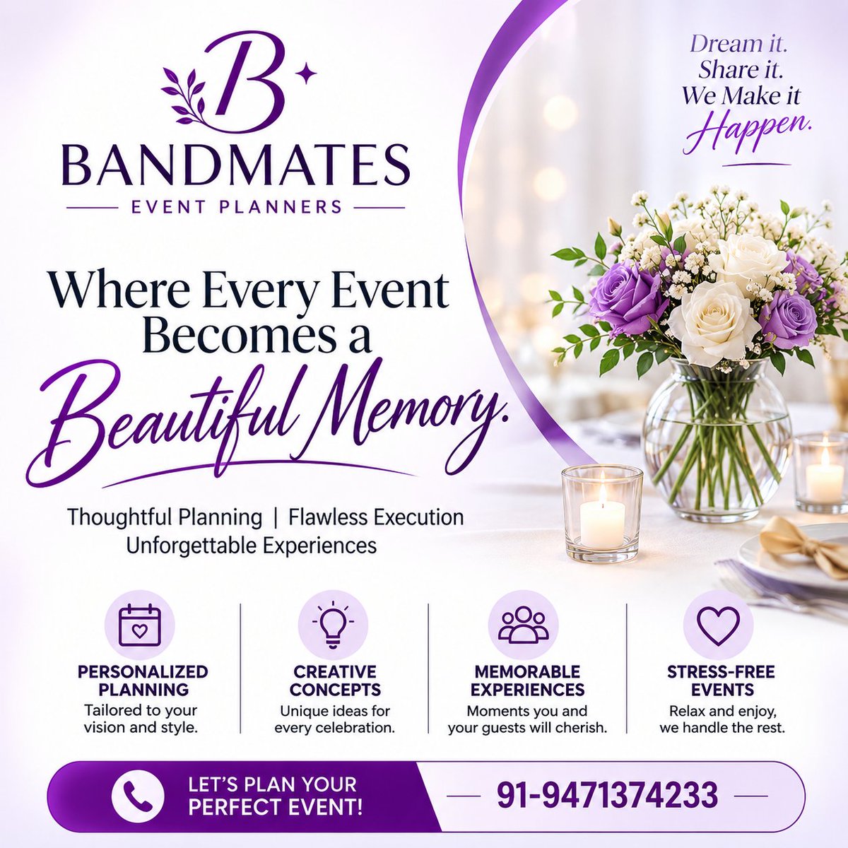 bandmates1's tweet photo. At Bandmates, we create unforgettable events through creativity, precision, and personalized planning that turns every celebration into a lasting memory. https://t.co/QTI3lX0BXk