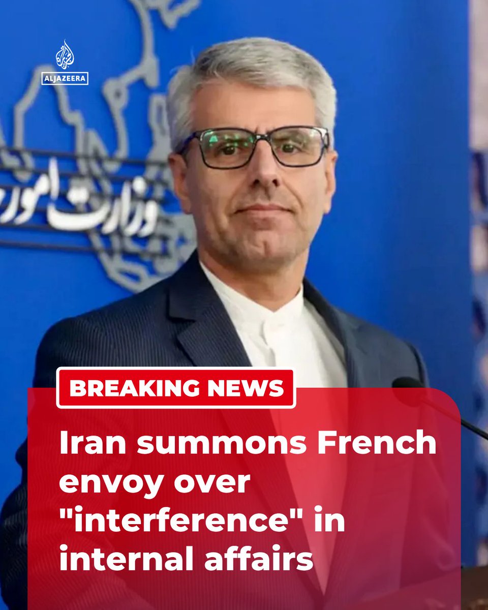 BREAKING: FM spokesperson Esmaeil Baghaei says Iran has summoned the French ambassador in Tehran in protest of what it calls interference in Irans internal affairs by two French diplomats briefly detained earlier this month.