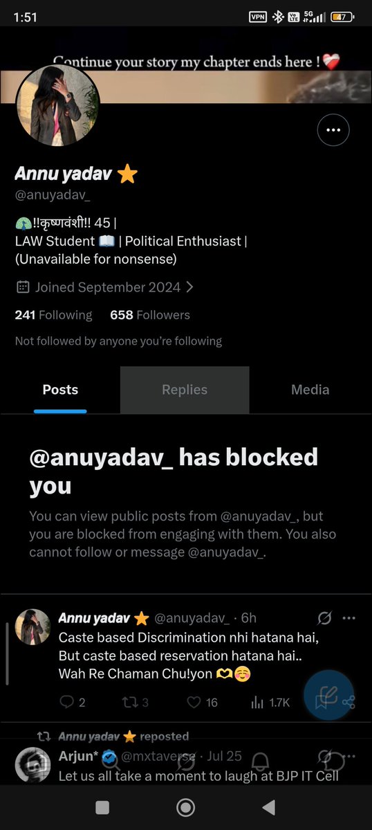 Vnnkkkb's tweet photo. @anuyadav_ @2amfxx Block 😭😭😭😭 https://t.co/OtHD0bJJWo