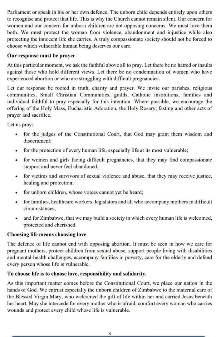 ZCBCSOCCOM24's tweet photo. The Zimbabwe Catholic Bishops' Conference's call to prayer for the gift and protection of human life.

@AcbcMazazi @daddyhope @GuildCatholic @ZimNewsUpdates @NewZimbabweCom @ZBCNewsonline @CatholicRelief @Harringtonchum3 @CaritasAust https://t.co/pPGeOHbh22