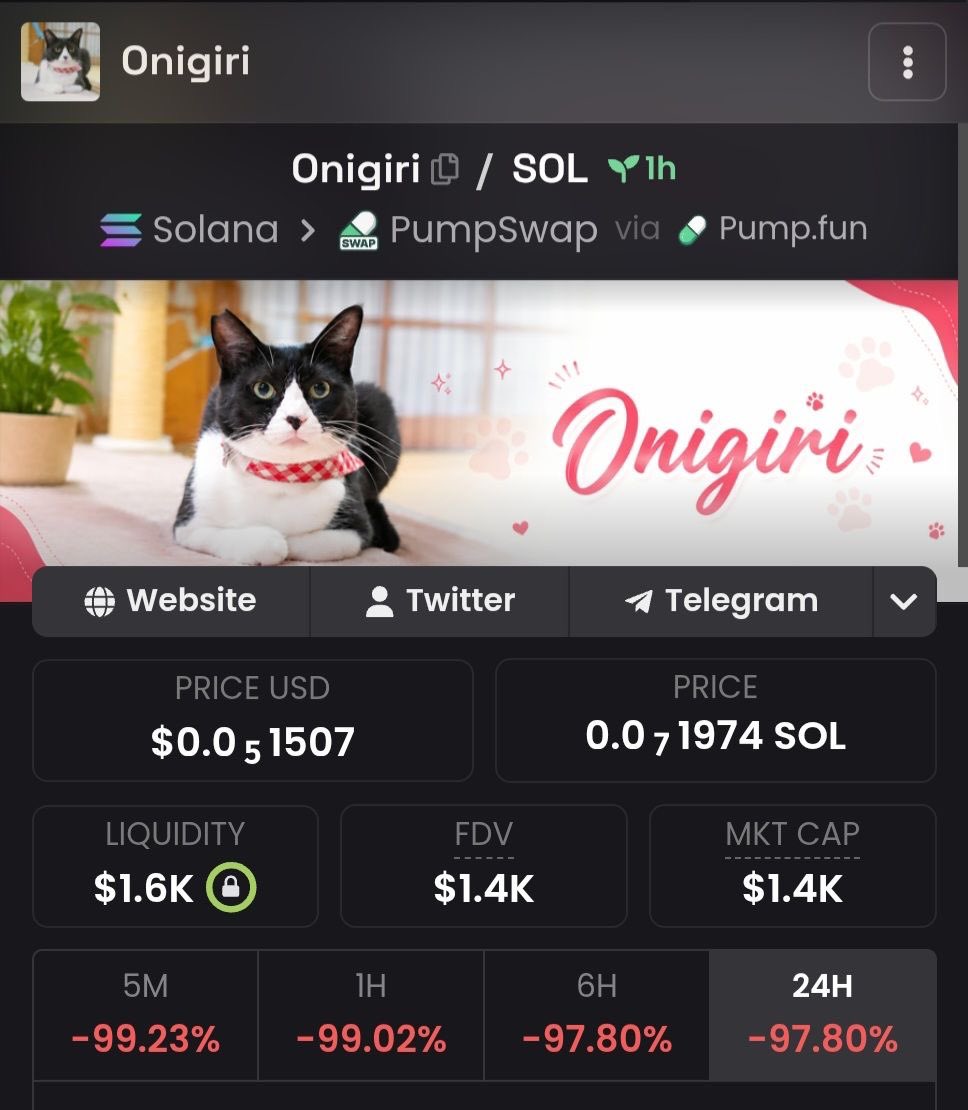 Adinerosol's tweet photo. $ONIGIRI had its run and even hit #13 trending on DEX... then it got rugged. How can you support this bundled version?

3N5umsvLsk5dbsJegYoG33YfYY3yn5vL78ZPPXY1pump

Meanwhile, there's an OG that's been around for 2+ years, still sitting at an $13k market cap and hasn't even bonded yet.

DtmKxypsTubyb8AhcAPSAXDa3WNb3U8dgyVGWLYny5zX

⚠️ Pure gamble. Only throw in money you're fully prepared to lose. This one's for the real degens.