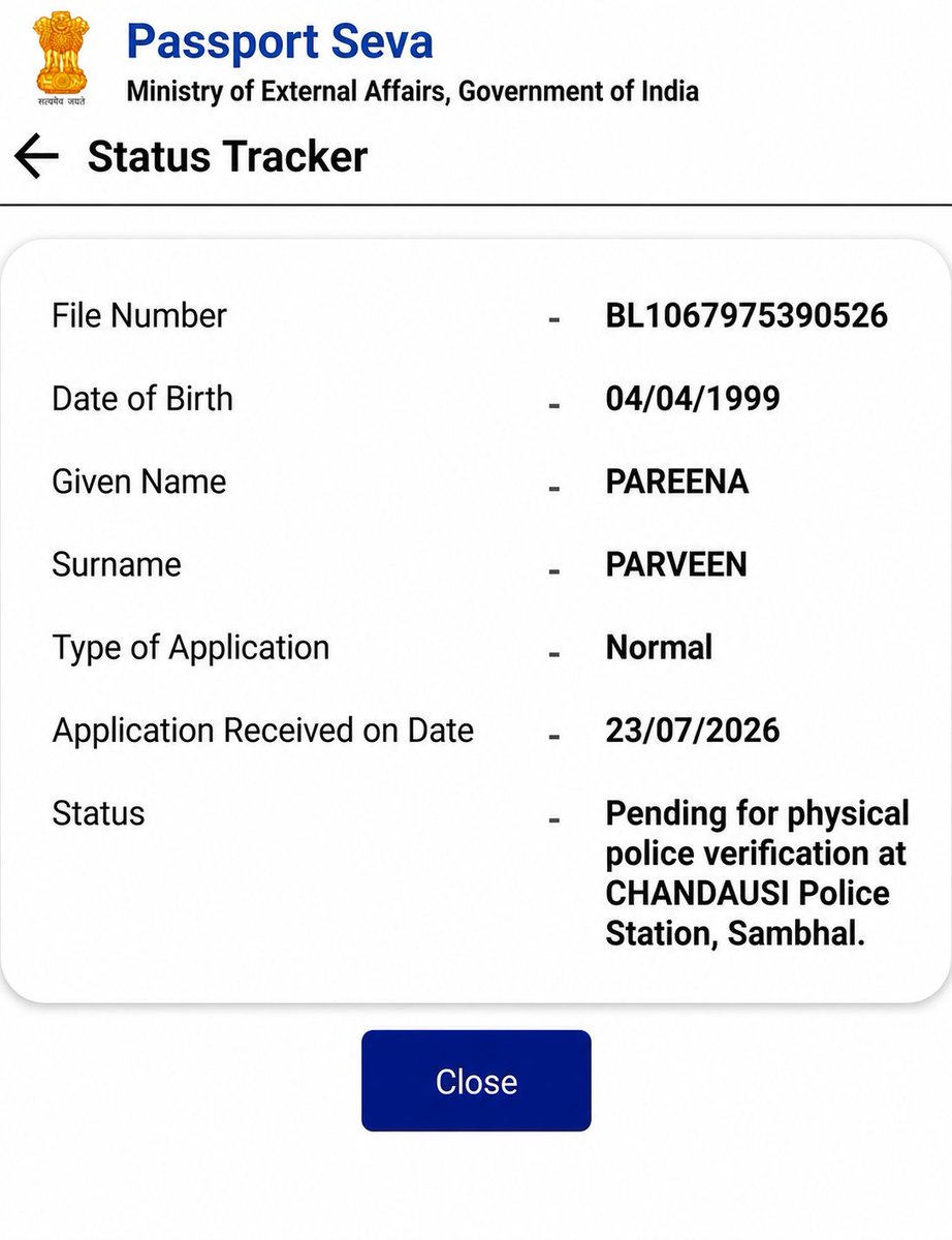 imasad_khan's tweet photo. 📢 Kind Attention: Passport Physical Police Verification Pending at Chandausi Police Station🙏🏻 @Uppolice @sambhalpolice @rpobareilly https://t.co/e3mUZaCvwR