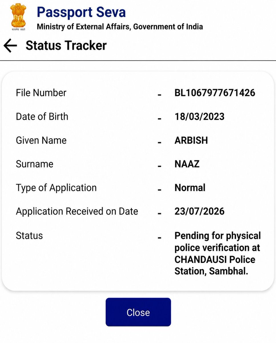 imasad_khan's tweet photo. 📢 Kind Attention: Passport Physical Police Verification Pending at Chandausi Police Station🙏🏻 @Uppolice @sambhalpolice @rpobareilly https://t.co/e3mUZaCvwR