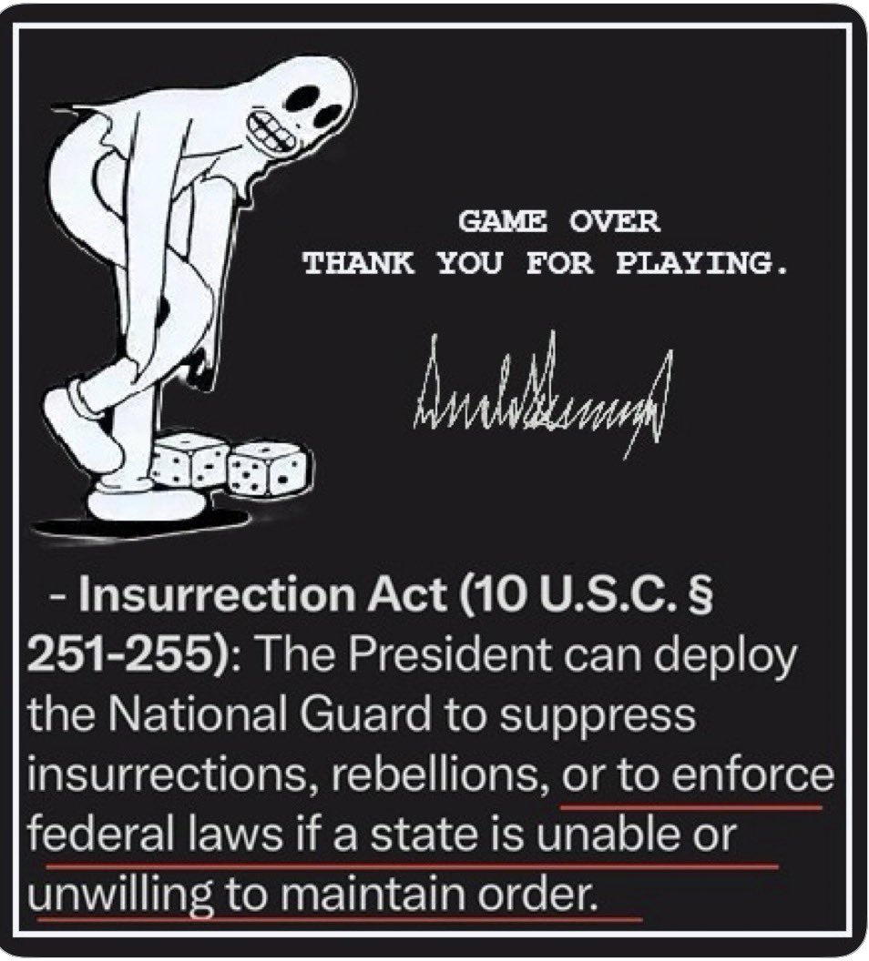 GlostCrumudgeon's tweet photo. @Juliedonuts Timing is everything 

#InsurrectionAct https://t.co/3Q0JUznRx6
