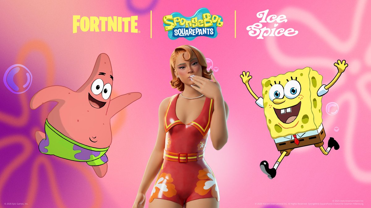 FortniteFR's tweet photo. JE SUIS PRÊT 🍍🫧

Bob l'éponge est de retour dans la boutique, aux côtés de Patrick et Ice Spice ! https://t.co/OV24ZjaOHp