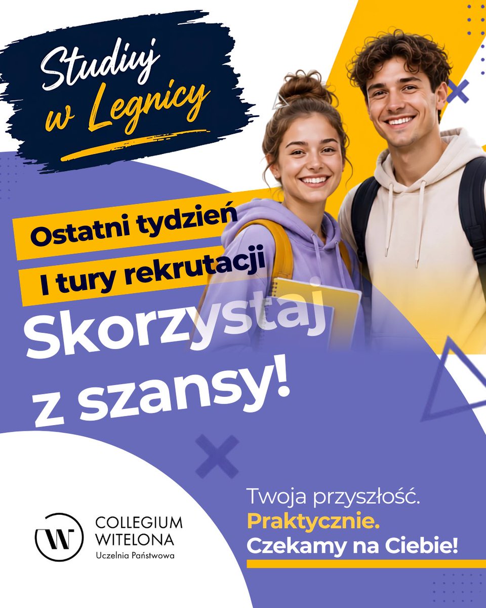 Witelonka's tweet photo. 🚀 To już ostatnia prosta! Został ostatni tydzień I tury rekrutacji na studia w #CollegiumWitelona!

#StudiujwLegnicy – blisko, wygodnie i z perspektywami

Rekrutacja trwa – czekamy właśnie na Ciebie! https://t.co/YPmCEK0sM0