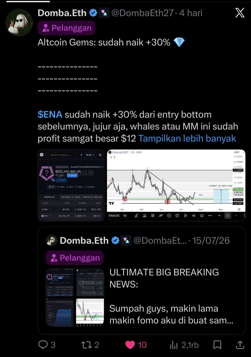 DombaEth27's tweet photo. UPDATE: $ENA EKOSISTEM 

Robinhood Chain terus berkembang menjadi salah satu pusat utama aset @Ethena.

Hanya dalam 7 hari, nilai aset @ethena yang berada di Robinhood Chain melonjak dari sekitar $100 juta menjadi lebih dari $175 juta.

Ini menunjukkan adopsi terhadap ekosistem Ethena $ENA di Robinhood Chain terus meningkat dan mulai menjadi salah satu tujuan utama likuiditas aset tersebut. 

Apakah DeFi: @ethena berpotensi merubah 100 juta menjadi 1 Miliar IDR di 2027/2028 ?

" Mimpi basah holder $ENA "