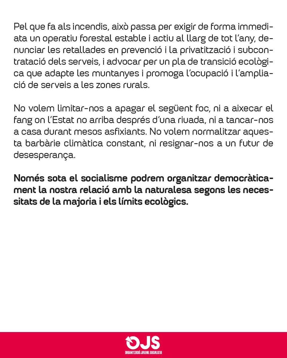 OJS_PV's tweet photo. @OJS_Castello @OJS_Valencia @OJS_Alacant @OJS_ccentrals Només sota el socialisme podrem organitzar democràticament la nostra relació amb la naturalesa segons els interessos socials i els límits ecològics.

👇👇👇 https://t.co/SgbWYzyrnw