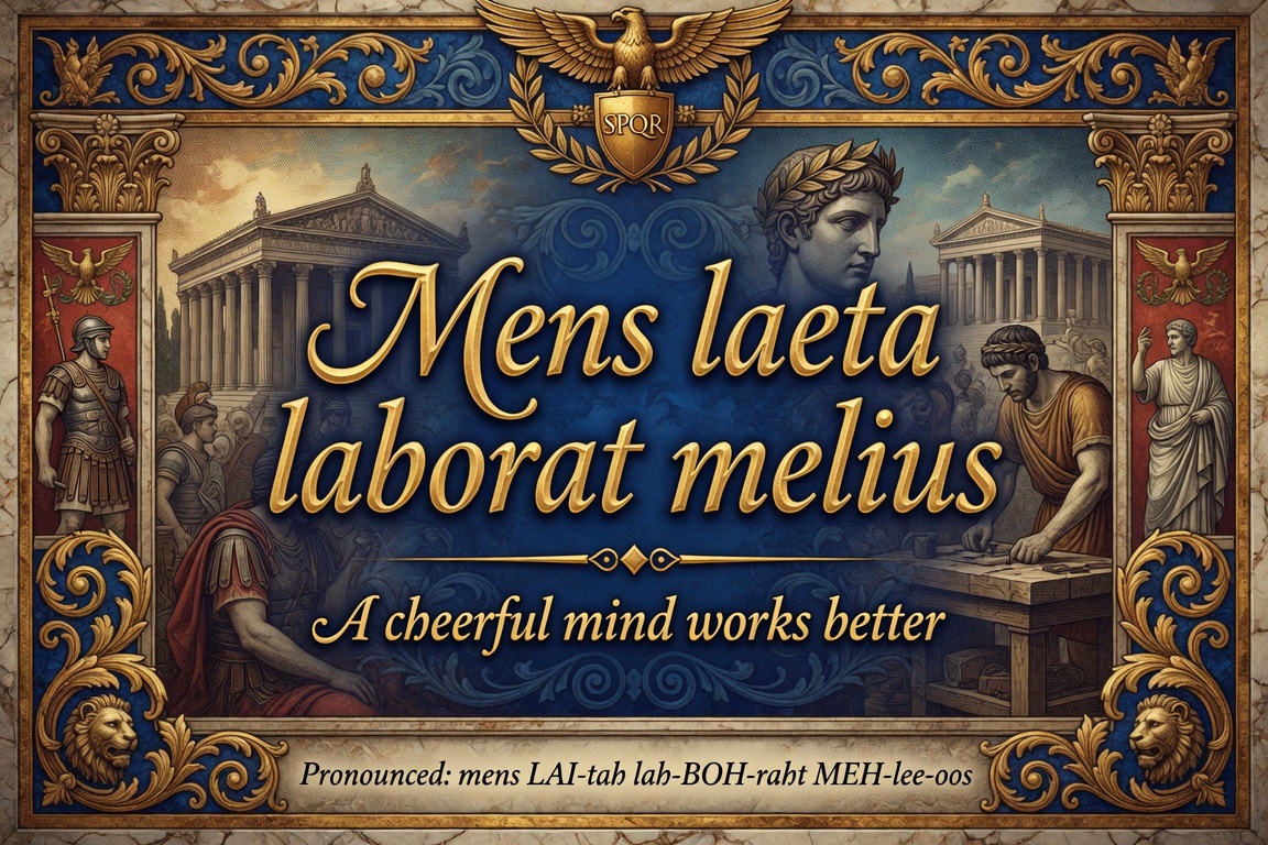 McarthurJu22339's tweet photo. Mens laeta laborat melius.

A cheerful mind works better.

Romans understood that a positive disposition improved both the quality and the endurance of work. A heavy spirit made tasks harder than they needed to be.

#Stoicism #LearnLatin #PositiveMindset #Productivity #ClassicalLatin