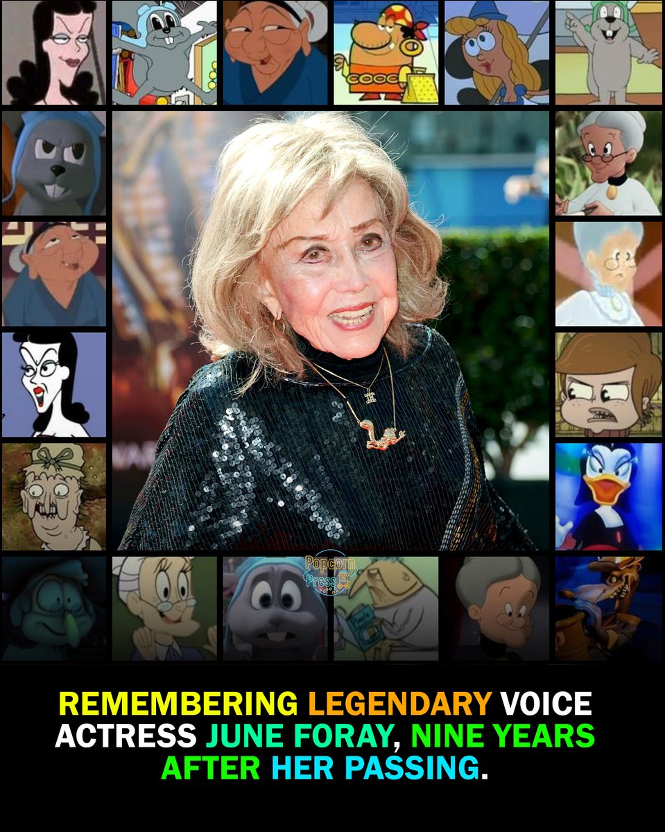 PopcornPress0's tweet photo. Remembering Legendary Voice Actress June Foray, Nine Years After Her Passing
Nine years ago, on July 26, 2017, the legendary June Foray passed away at the age of 99.
Known as the voice behind unforgettable characters such as Rocky the Flying Squirrel, Natasha Fatale, Granny, and Witch Hazel, she helped shape the golden age of animation. Her remarkable voice, humor, and talent continue to inspire generations of performers and fans.
Her legacy will never be forgotten. 🕊️
#JuneForay #VoiceActingLegend #AnimationHistory #RememberingJuneForay #ClassicCartoons
