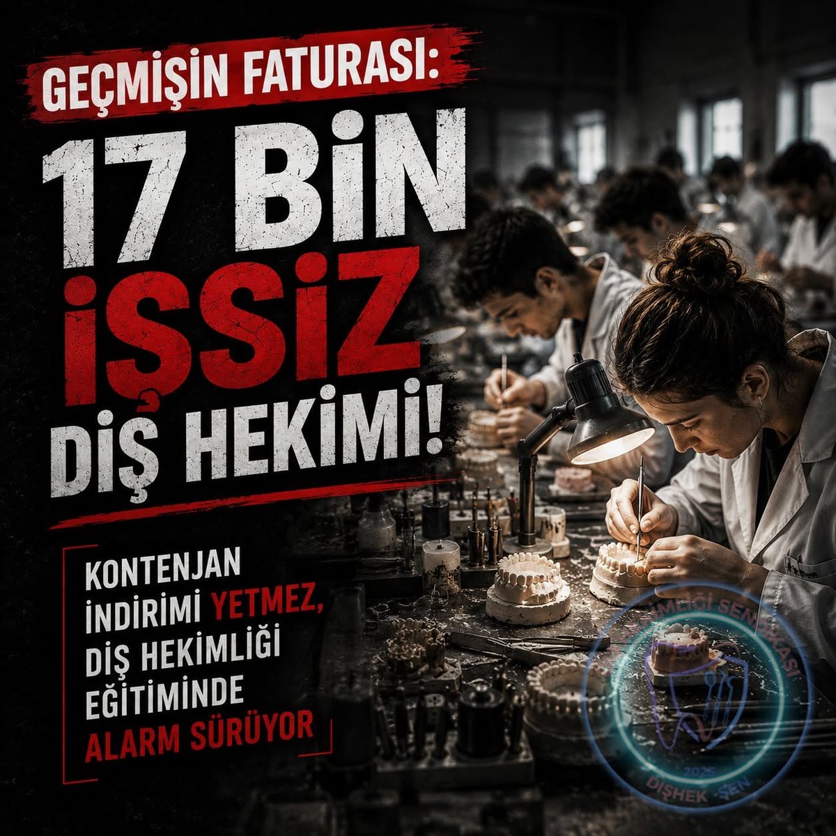 disheksen_org's tweet photo. GEÇMİŞİN FATURASI: 17 BİN İŞSİZ DİŞ HEKİMİ!
KONTENJAN İNDİRİMİ YETMEZ, DİŞ HEKİMLİĞİ EĞİTİMİNDE ALARM SÜRÜYOR!

Meslek örgütlerinin yıllardır dile getirdiği ciddi uyarılara rağmen; diş hekimliği fakülte sayılarının ve kontenjanlarının denetimsiz, plansız ve popülist yaklaşımlarla artırılmasının doğal sonucu olarak, 2026 yılı itibarıyla devlette istihdam edilmeyi bekleyen diş hekimi sayısı 17.000’e ulaşmıştır.

Diş hekimliği fakültelerindeki kontenjan artışının bilimsel bir planlamaya dayanmaması, bugün iki temel soruna yol açmaktadır: binlerce diş hekiminin işsiz kalması ve eğitim altyapısının yetersizliği nedeniyle klinik deneyimden yoksun mezunların sayısının çoğalması. Bu gelişme yalnızca istihdam dengesini sarsmakla kalmamış, ağız ve diş sağlığı hizmetlerinin niteliğini de zedeleyerek toplum sağlığını tehdit eden ciddi bir soruna dönüşmüştür.

YÖK tarafından son iki yıldır diş hekimliği kontenjanlarında kısmi bir azaltmaya gidilmektedir. 2024 yılında 9.801 olan kontenjan sayısı, 2025 yılında 7638'e, 2026 yılında da 6.762'ye düşürülmüştür. Ancak bu sınırlı kontenjan azaltımı, diş hekimliği eğitiminde yıllardır biriken yapısal sorunları gidermek için yeterli değildir.

❗Kamu hizmeti niteliğinden uzaklaşarak ticari bir anlayışla yürütüldüğü yönünde tepkilere konu olan bazı vakıf ve özel diş hekimliği fakülteleri, diş hekimliği eğitiminin içinde bulunduğu kaotik duruma ve mezun enflasyonuna rağmen 2025 yılında kontenjan artışına gitmiştir. 2026 yılında ise YÖK'ün uyguladığı sert yaptırımlar doğrultusunda kontenjanlarında bir miktar azaltmaya gitmek durumunda kalmışlardır. Sağlam bir akademik altyapıdan, yeterli klinik uygulama imkânından ve hasta çeşitliliğinden yoksun biçimde ticari kazanımı önceleyerek yürütülen bir eğitim modeli sebebiyle ciddi eleştirilerin odağında olan söz konusu kurumlar kamuoyunda "diploma fabrikası" olarak anılmaktadır. Yüksek öğrenim ücretlerine karşın eğitim altyapısına yeterince yatırım yapılmaması ile öğretim elemanlarının maaş, özlük hakları ve çalışma koşullarına dair dile getirilen sorunlar da bu üniversitelerde eğitim kalitesini ciddi biçimde sorgulanır kılmaktadır.

📌 Türkiye’deki kontrolsüz akademik genişlemenin boyutunu anlamak adına, eğitimde dünya standardı kabul edilen ülkelerden biri olan Almanya ile yapılan karşılaştırma tablosu, durumun vahametini özetlemektedir:
* Fakülte Sayısı: 2025/2026 döneminde Almanya'da 29, Türkiye'de ise 105 diş hekimliği fakültesi bulunmaktadır; Türkiye, Almanya'nın 3,7 katı fakülteye sahiptir.
* Öğrenci Kontenjanı: Almanya'da yıllık yaklaşık 1.500, Türkiye'de ise 6.762 kontenjan açılmaktadır; Türkiye, Almanya'nın 4,5 katı kontenjana sahiptir.

Bu veriler, Türkiye’deki diş hekimliği eğitiminin ülkenin gerçek insan gücü ihtiyacı, istihdam kapasitesi ve halk sağlığı gerçekleri gözetilmeksizin, tamamen plansız biçimde ticari odaklı genişletildiğini kanıtlamaktadır.

❗Nitelikli bir eğitim için güçlü bir akademik kadro şarttır. Bugün birçok devlet üniversitesi ve vakıf üniversitesinde yeterli profesör kadrosu bulunmamakta; hatta dekanı dahi diş hekimi olmayan (farklı branşlardan atanan) fakülteler bulunmaktadır. Tam teşekküllü eğitim hastanelerinden ve gerekli uygulama altyapısından yoksun diş hekimliği fakültelerinde öğrenciler yeterli sayıda hastaya erişemeden ve pratikten yoksun biçimde mezun olmaktadır. Resmî veriler, eğitim kalitesinde düşüşün, klinik uygulama saatlerinde azalmanın ve mezunların klinik yeterliliğinde gerilemenin yaşandığını açıkça göstermektedir.

❗Kontenjan fazlalığı nedeniyle oluşan bu suni arz fazlası, yeni mezunların %64'ünü özel sektörde asgari ücret düzeyinde çalışmaya mahkûm etmektedir. Genç hekimlerin yüksek maliyetler nedeniyle kendi muayenehanelerini açamaması, özel sektörü hekim olmayan sermayedarların eline bırakmıştır. Bu durum hekimler üzerindeki mobbingi, ucuz işgücü sömürüsünü ve güvencesizliği derinleştirmektedir. 

📢 DİŞHEK-SEN olarak acil taleplerimiz şunlardır:
* Yeni fakülte açılması kesinlikle durdurulmalı, henüz eğitime başlamamış olan fakülteler derhal kapatılmalıdır.
* Yeterli akademik kadroya ve hasta kapasitesine sahip olmayan, profesörü bulunmayan ve dekanı diş hekimi olmayan fakültelerin öğrenci alımı derhal durdurulmalıdır.
* Vakıf üniversitelerinin kontenjanları, devlet üniversitelerindeki kısıtlamalara paralel olarak aynı oranda düşürülmelidir.
* İşsizlik krizini çözmek adına kamuda en az 10.000 diş hekimi ataması ivedilikle gerçekleştirilmelidir.
* Sağlık Bakanlığı, YÖK ve meslek örgütlerinin ortak katılımıyla, nüfus artışı ve bilimsel veriler ışığında  diş hekimliğinde "Ulusal İnsan Gücü Planlaması" oluşturulmalıdır.
* Diş hekimliği eğitiminin, bazı vakıf üniversitelerinde ve özel üniversitelerde ticari kaygıların ön plana çıkarılarak rant kapısı haline getirildiği yönündeki, meslek örgütleri ve kamuoyunun eleştirileri dikkate alınmalıdır. Yükseköğretimde eğitimin ticari bir faaliyet olarak değil, kamu yararını önceleyen nitelikli bir hizmet olarak yürütülmesini sağlayacak düzenlemeler hayata geçirilmelidir.

@saglikbakanligi 
@drmemisoglu 
@YuksekogretimK
@erolozvar
@tcbestepe
#dişhekimliği
#dişhekimi

✅ DİŞHEKSEN faaliyetlerini incelemek ve üye olmak için
🔗 https://t.co/uXTsEApaRM