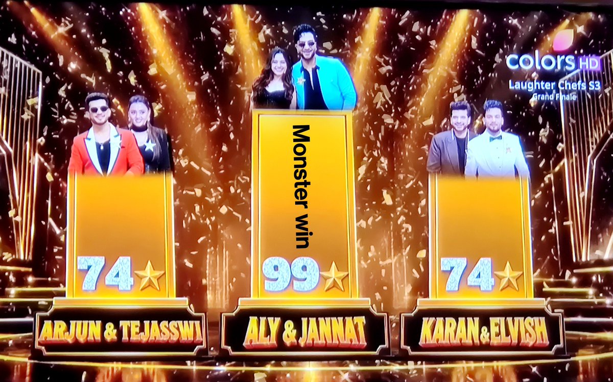 Nandinivijay06's tweet photo. Everybody is the gangster till you see the Monster #AlyGoni #JannatZubair won #LaughterChef3 congratulations 🎉
Happy for Aly but at the same time Sad as shown ends
I am gonna miss @Samarth_Jurel & @Krushna_KAS they both made us laugh n cry at the same time
Bring S4 Soon 🥲 https://t.co/hkNIWRbHUu