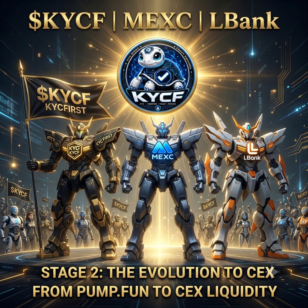 kycfirst_fun's tweet photo. 🚨 FROM https://t.co/DHCJPh2Y4P TO CEX: THE NEXT STAGE FOR MEME COINS

MEXC and LBank appear on Pi Network’s official list of KYB-verified businesses integrated with its ecosystem—alongside OKX, https://t.co/tuRn8nli9H, Kraken and Bitget.

Why does this matter?

MEXC and LBank are also familiar names to meme-coin communities. For many emerging tokens, they represent a practical bridge between early DEX trading and wider global exposure.

A common growth path looks like this:

🔹 Stage 1 — Community Launch
https://t.co/ZvncUmvPnx, PumpSwap or Raydium: build the community and initial liquidity.

🔹 Stage 2 — CEX Expansion
Platforms such as MEXC and LBank: reach more users, markets and liquidity.

🔹 Stage 3 — Long-Term Growth
Stronger utility, broader recognition and larger exchange opportunities.

$KYCF has completed its first https://t.co/ZvncUmvPnx milestone. The next steps require community growth, liquidity, transparent execution—and patience.

No fake promises.
No premature listing claims.

Just a clear direction:
KYC FIRST.
REWARDS FIRST.
FAIRNESS FIRST.

Roadmap vision only. This is not a listing announcement or evidence of discussions with any exchange.

#KYCFIRST #MEXC #LBank #MemeCoins #Solana